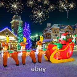 12 Ft Inflatable Reindeer Sleigh with Santa LED Outdoor Christmas Decor