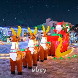 12 Ft Inflatable Reindeer Sleigh with Santa LED Outdoor Christmas Decor