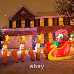 12 Ft Inflatable Reindeer Sleigh with Santa LED Outdoor Christmas Decor