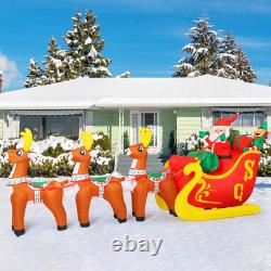 12 Ft Inflatable Reindeer Sleigh with Santa LED Outdoor Christmas Decor