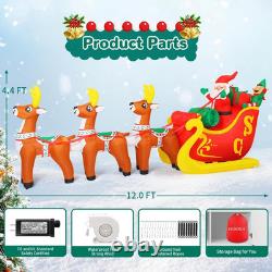 12 Ft Inflatable Reindeer Sleigh with Santa LED Outdoor Christmas Decor