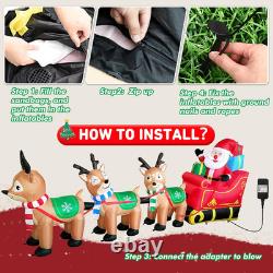 12 Ft Inflatable Santa Sleigh with 3 Reindeer and LED Lights for Holiday Decor