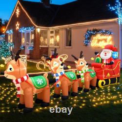 12 Ft Inflatable Santa Sleigh with 3 Reindeer and LED Lights for Holiday Decor