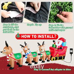 12 Ft Inflatable Santa Sleigh with 3 Reindeer and LED Lights for Yard Decor