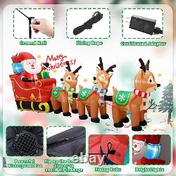12 Ft Inflatable Santa Sleigh with 3 Reindeer and LED Lights for Yard Decor
