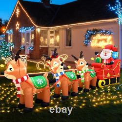 12 Ft Inflatable Santa Sleigh with 3 Reindeer and LED Lights for Yard Decor