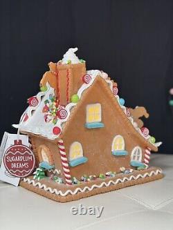 12''Sugarplum Dreams Christmas Gingerbread House Santa Sleigh Reindeer on Roof