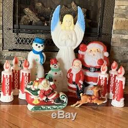 12 Vintage 1960-70s Empire Blow Molds Santa Candle SnowMan Angel Sleigh Reindeer