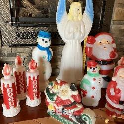 12 Vintage 1960-70s Empire Blow Molds Santa Candle SnowMan Angel Sleigh Reindeer