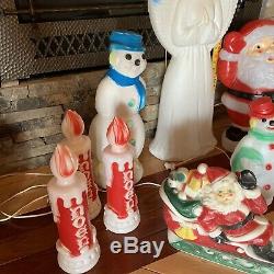 12 Vintage 1960-70s Empire Blow Molds Santa Candle SnowMan Angel Sleigh Reindeer