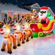 12ft Inflatable Black Santa Sleigh With Reindeer & Led Lights For Christmas Yard