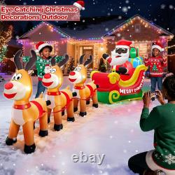 12ft Inflatable Black Santa Sleigh with Reindeer & LED Lights for Christmas Yard