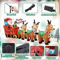 12ft Inflatable Santa Sleigh Decor With 3 Reindeer LED Lights Yard Decoration New