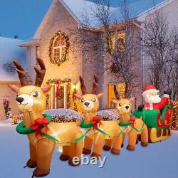 12ft Lighted Santa Sleigh Reindeer Inflatable Christmas Decor Yard LED