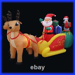 13FT Christmas Inflatable Outdoor Yard Decor Santa Claus on Sleigh Two Reindeers