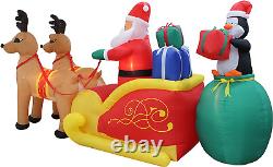 13FT Christmas Inflatable Outdoor Yard Decor Santa Claus on Sleigh Two Reindeers