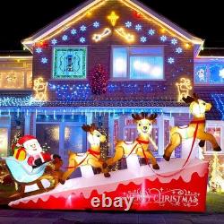 13.5 FT Christmas Inflatable Santa Claus on Sleigh With3 Reindeers Xmas Yard Décor