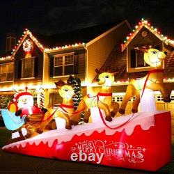 13.5 FT Christmas Inflatable Santa Claus on Sleigh With3 Reindeers Xmas Yard Décor