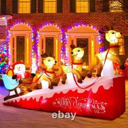 13.5 FT Christmas Inflatable Santa Claus on Sleigh With3 Reindeers Xmas Yard Décor