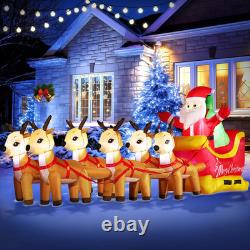 13.6 FT Christmas Inflatable Outdoor Santa Claus on Sleigh with Six Reindeer, Bu