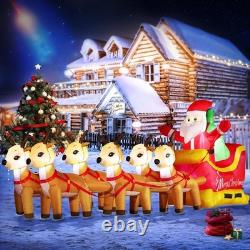 13.6 FT Christmas Inflatable Outdoor Santa Claus on Sleigh with Six Reindeer, Bu