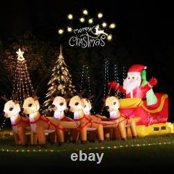 13.6 FT Christmas Inflatable Outdoor Santa Claus on Sleigh with Six Reindeer, Bu