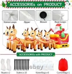13.6 FT Christmas Inflatable Outdoor Santa Claus on Sleigh with Six Reindeer, Bu
