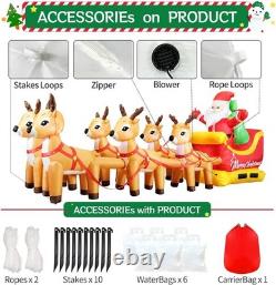 13.6 FT Christmas Inflatable Outdoor Santa Claus on Sleigh with Six Reindeer, Bu