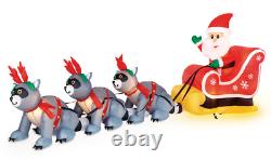 13' GEMMY SANTA SLEIGH WITH RACCOON REINDEERS Airblown Lighted Yard Inflatable