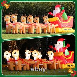 14FT Christmas Inflatables Black Santa Sleigh Black Santa Claus on Sleigh