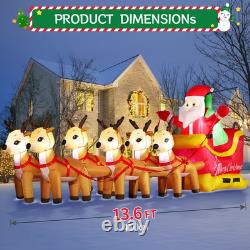 14FT Christmas Inflatables Black Santa Sleigh Black Santa Claus on Sleigh