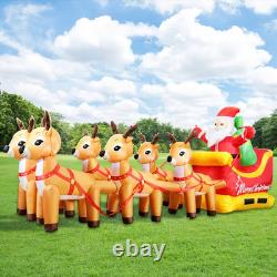 14FT Christmas Inflatables Black Santa Sleigh Black Santa Claus on Sleigh