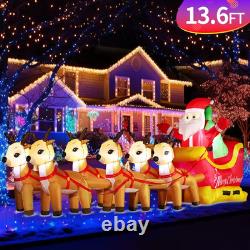 14FT Christmas Inflatables Black Santa Sleigh Black Santa Claus on Sleigh