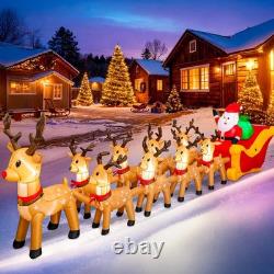 14 FT Christmas Inflatables Outdoor Decorations, Santa Claus Sleigh and 9 Rei