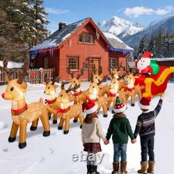 14 FT Christmas Inflatables Outdoor Decorations, Santa Claus Sleigh and 9 Rei
