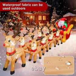 14 Ft Christmas Inflatable Santa Sleigh 9 Reindeer LED Outdoor Holiday Yard Deco