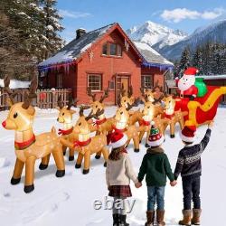 14 Ft Christmas Inflatable Santa Sleigh 9 Reindeer LED Outdoor Holiday Yard Deco
