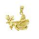 14k Yellow Gold 3d Santa In His Sleigh With A Reindeer Dazzlers Charm 5487
