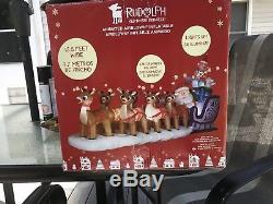 16.5' Rudolph Santa & Sleigh W Reindeer Airblown Lighted Yard Inflatable