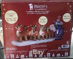 16.5' Rudolph Santa & Sleigh W Reindeer Airblown Lighted Yard Inflatable