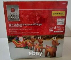 16 Ft Lighted Santa and Sleigh Airblown Christmas Inflatable Giant Size Reindeer