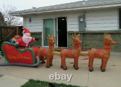 16 Ft Lighted Santa and Sleigh Airblown Christmas Inflatable Reindeer