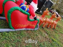 16 Ft w Santa And Sleigh Lighted Inflatable Merry Christmas Reindeer Decoration