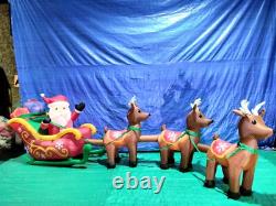 16' Gemmy Airblown Inflatable Colossal Christmas Santa In Sleigh with 3 Reindeer