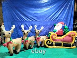 16' Gemmy Airblown Inflatable Colossal Santa in Sleigh Pulled by 3 Reindeer