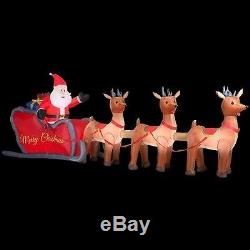 16' HUGE Inflatable Lighted Santa in Sleigh with Reindeer Outdoor Holiday Decor
