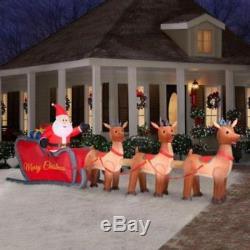 16' L Santa w Sleigh & Reindeer Christmas Outdoor Yard Inflatable Lighted Decor