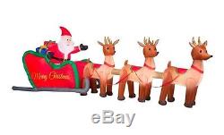 16' Wide GIANT Inflatable Santa Sleigh & Reindeer Christmas Airblown Yard Decor