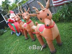 16-foot Lighted Santa Sleigh & Reindeer Airblown Inflatable Christmas By Gemmy