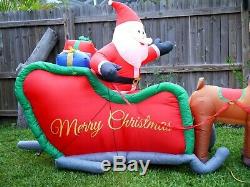 16-foot Lighted Santa Sleigh & Reindeer Airblown Inflatable Christmas By Gemmy